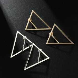 Silver Triangle Geometric Double sided Earrings